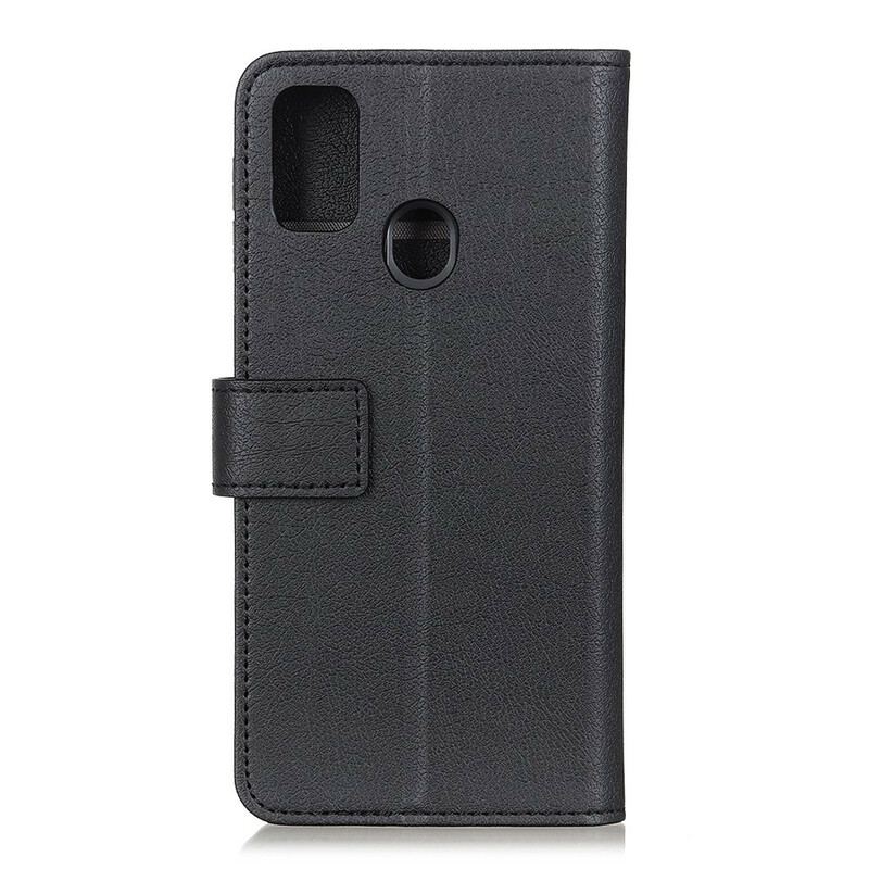 Capa Flip Para Xiaomi Redmi 9C Efeito Couro Brilhante Simples