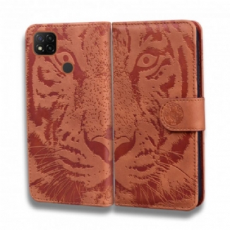 Capa Flip Para Xiaomi Redmi 9C Estampa Cara De Tigre