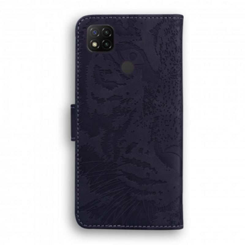 Capa Flip Para Xiaomi Redmi 9C Estampa Cara De Tigre