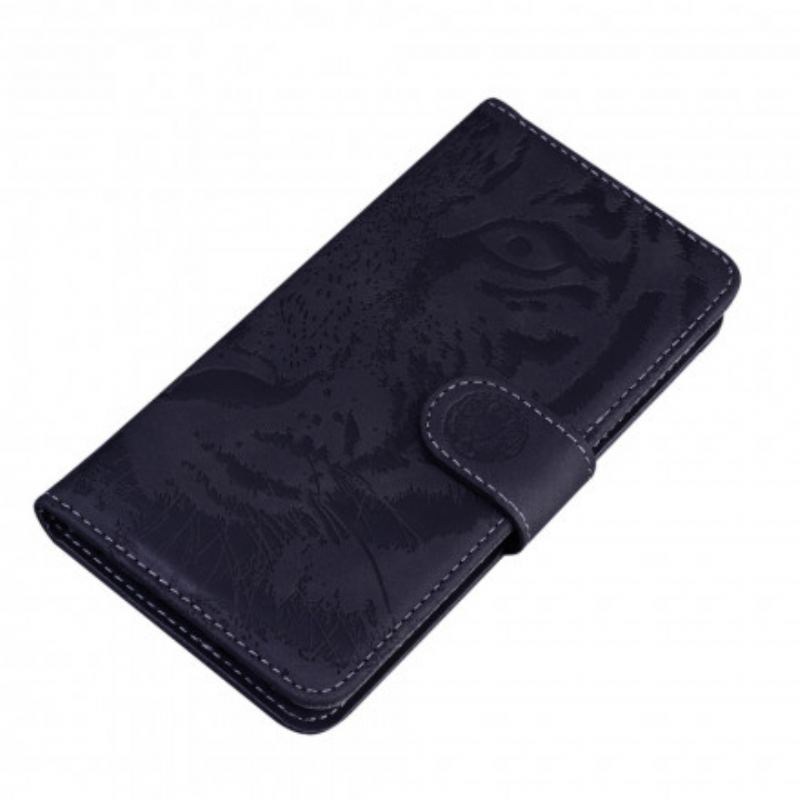 Capa Flip Para Xiaomi Redmi 9C Estampa Cara De Tigre