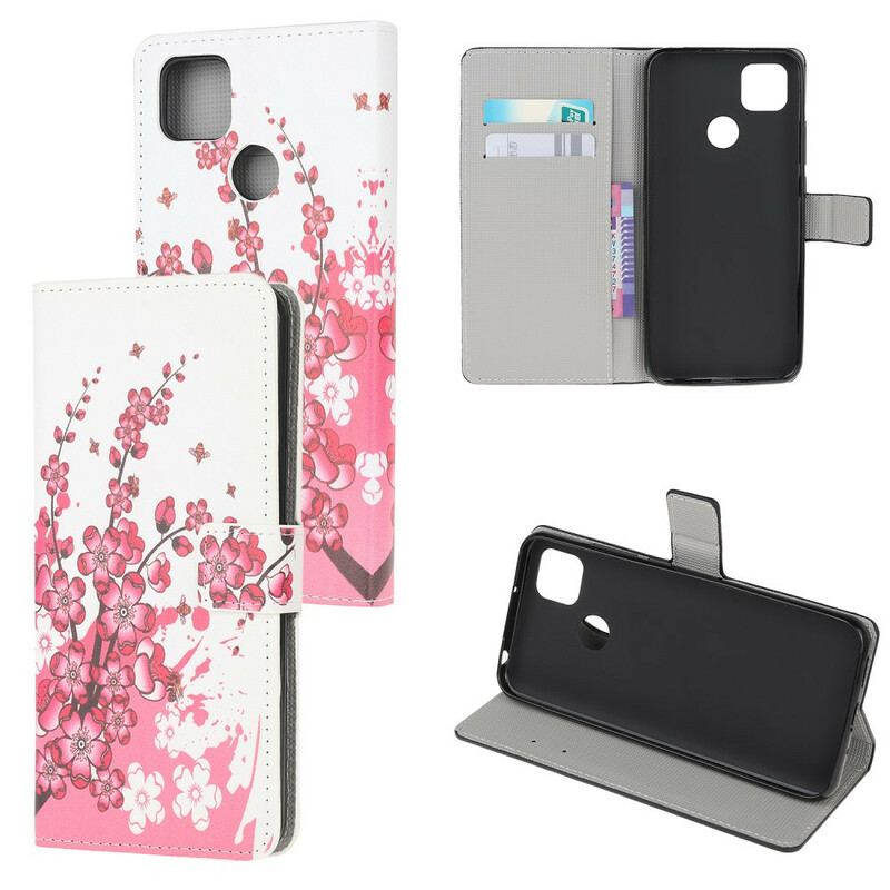 Capa Flip Para Xiaomi Redmi 9C Flores Tropicais