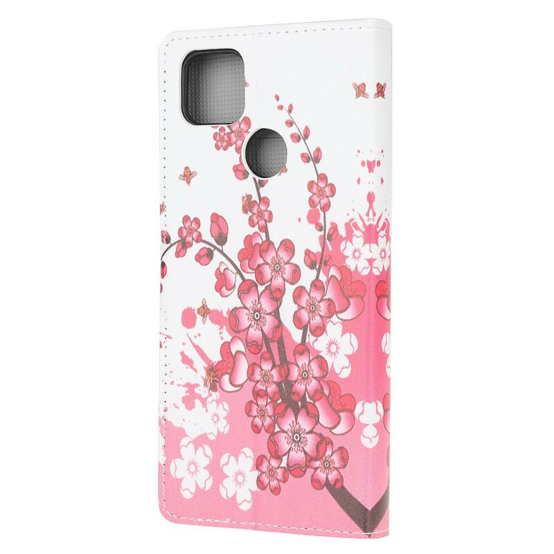 Capa Flip Para Xiaomi Redmi 9C Flores Tropicais