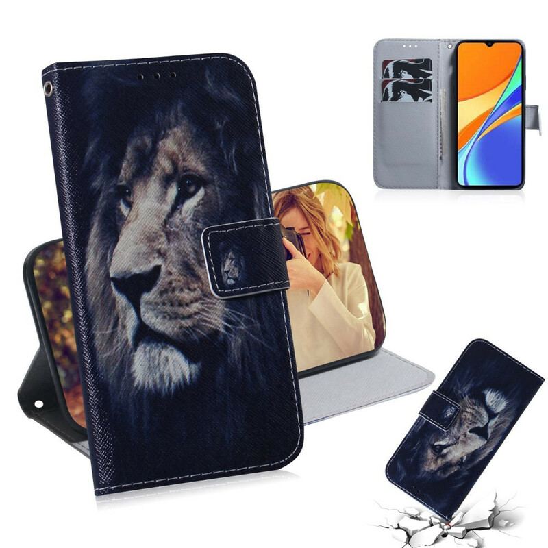 Capa Flip Para Xiaomi Redmi 9C Leão Sonhador