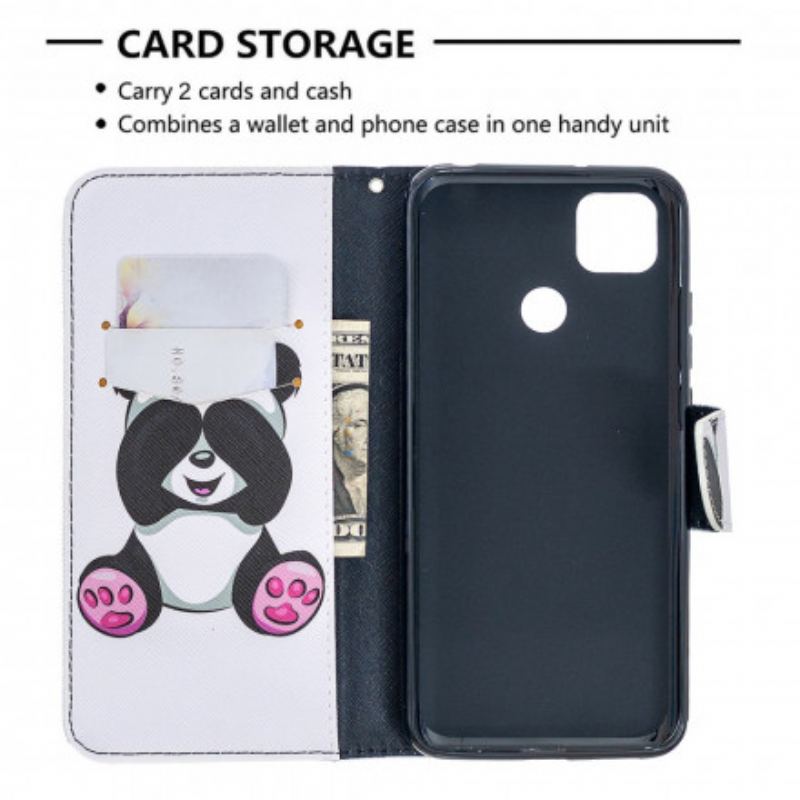 Capa Flip Para Xiaomi Redmi 9C Panda Divertido