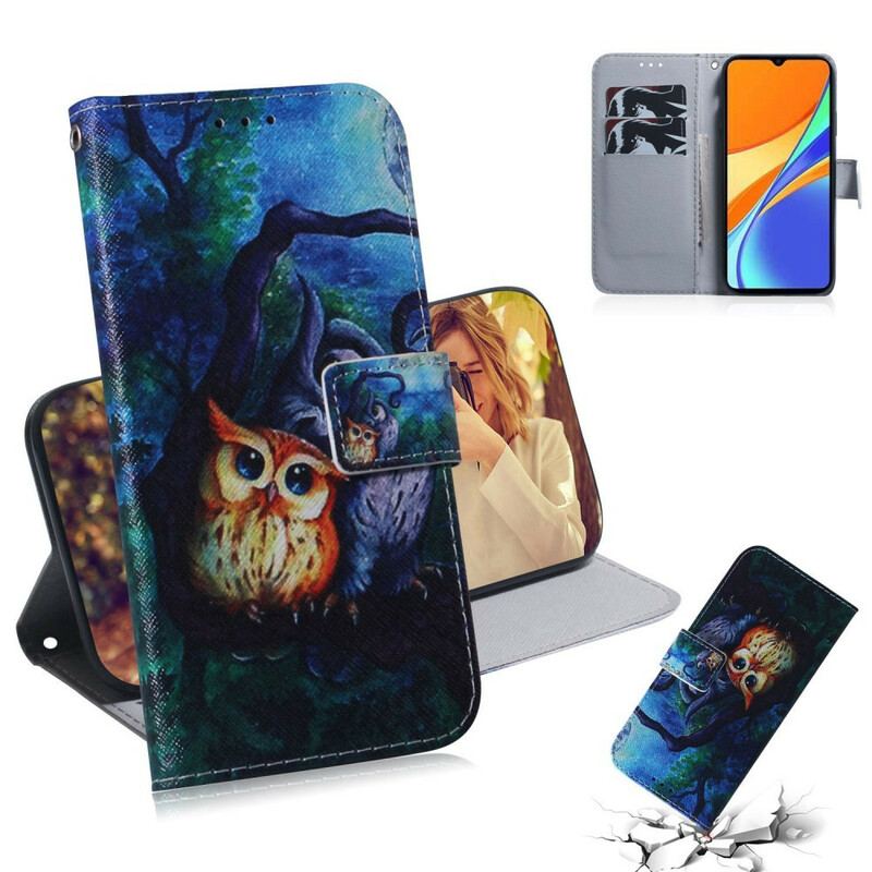 Capa Flip Para Xiaomi Redmi 9C Pintura De Corujas