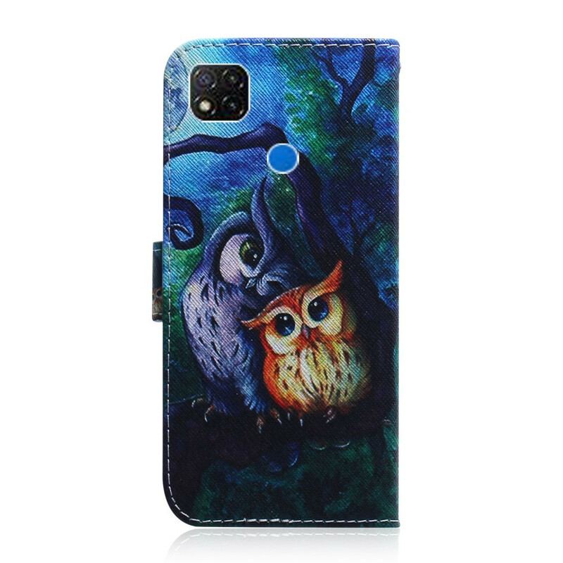 Capa Flip Para Xiaomi Redmi 9C Pintura De Corujas