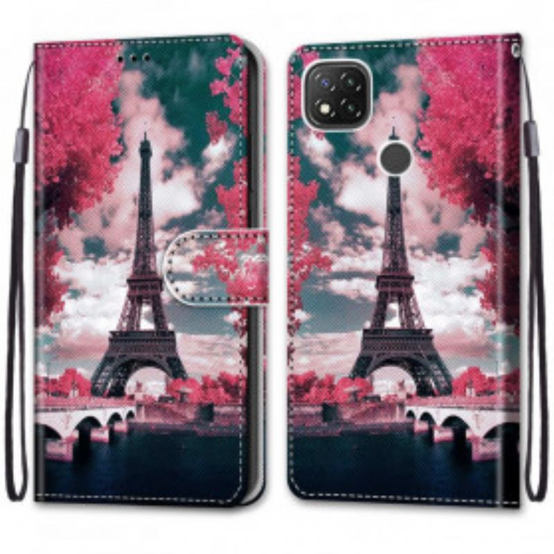 Capa Flip Para Xiaomi Redmi 9C Torre Eiffel No Verão