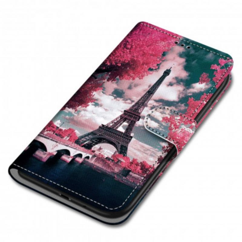 Capa Flip Para Xiaomi Redmi 9C Torre Eiffel No Verão