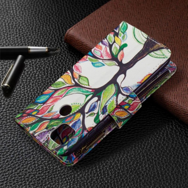 Capa Folio Para Xiaomi Redmi 9C Bolso De Árvore Com Zíper