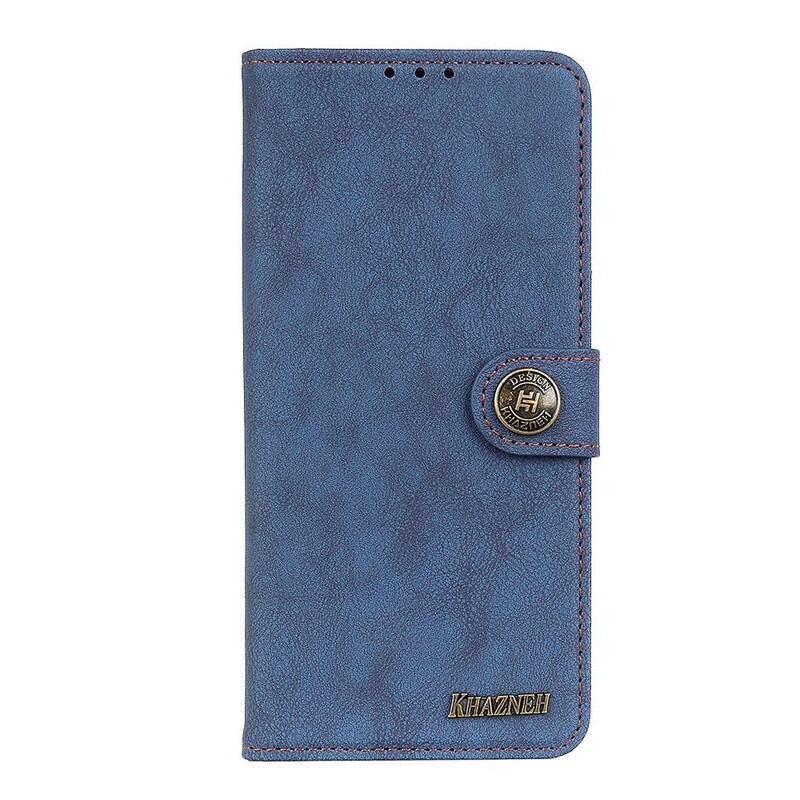 Capa Folio Para Xiaomi Redmi 9C Couro Dividido Retrô Khazneh