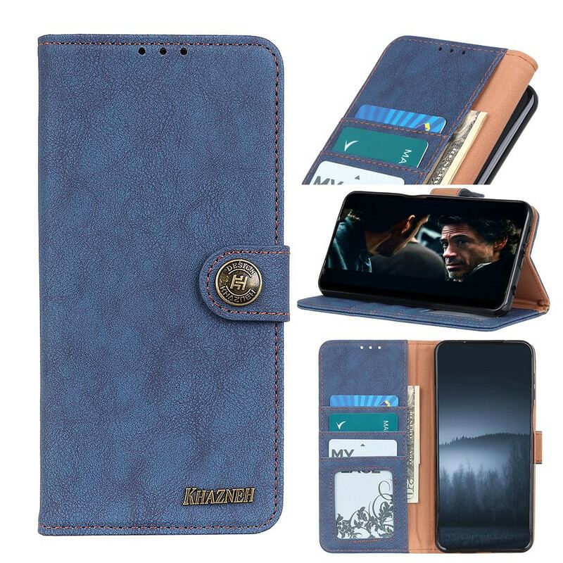 Capa Folio Para Xiaomi Redmi 9C Couro Dividido Retrô Khazneh