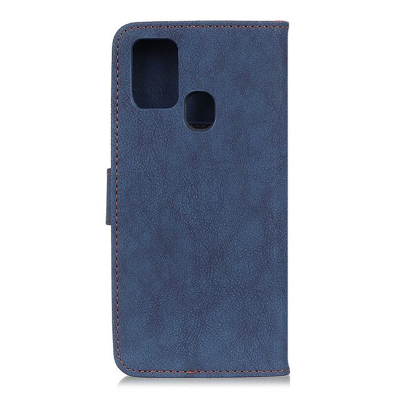 Capa Folio Para Xiaomi Redmi 9C Couro Dividido Retrô Khazneh