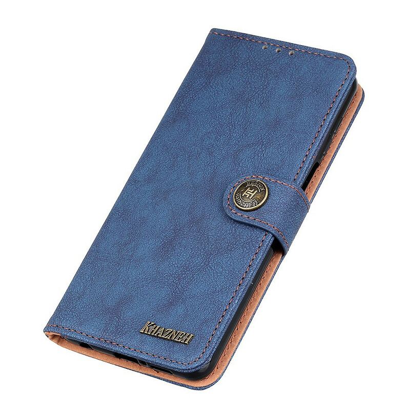 Capa Folio Para Xiaomi Redmi 9C Couro Dividido Retrô Khazneh