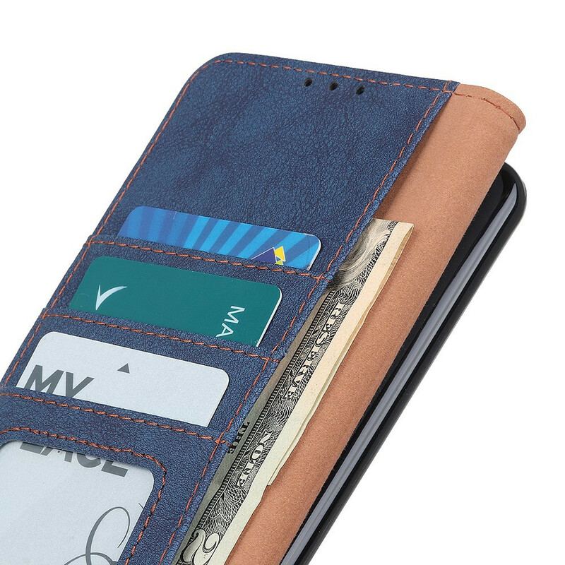 Capa Folio Para Xiaomi Redmi 9C Couro Dividido Retrô Khazneh