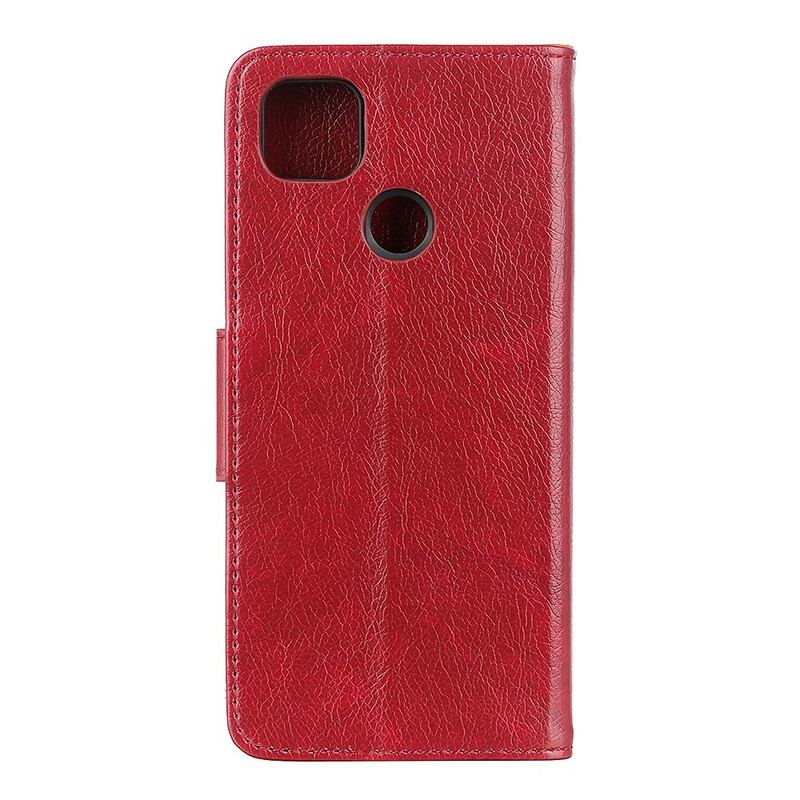 Capa Folio Para Xiaomi Redmi 9C Couro Napa Rachado