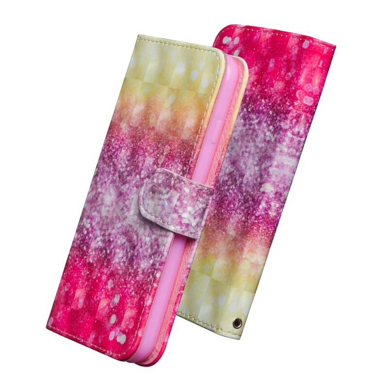 Capa Folio Para Xiaomi Redmi 9C Gradiente Glitter Magenta