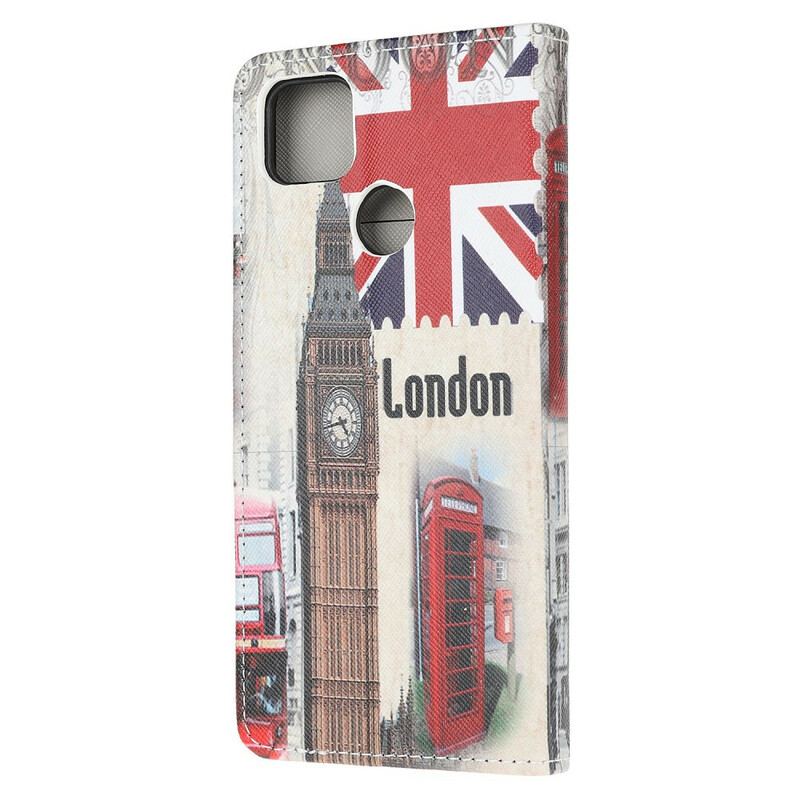 Capa Folio Para Xiaomi Redmi 9C Vida Em Londres