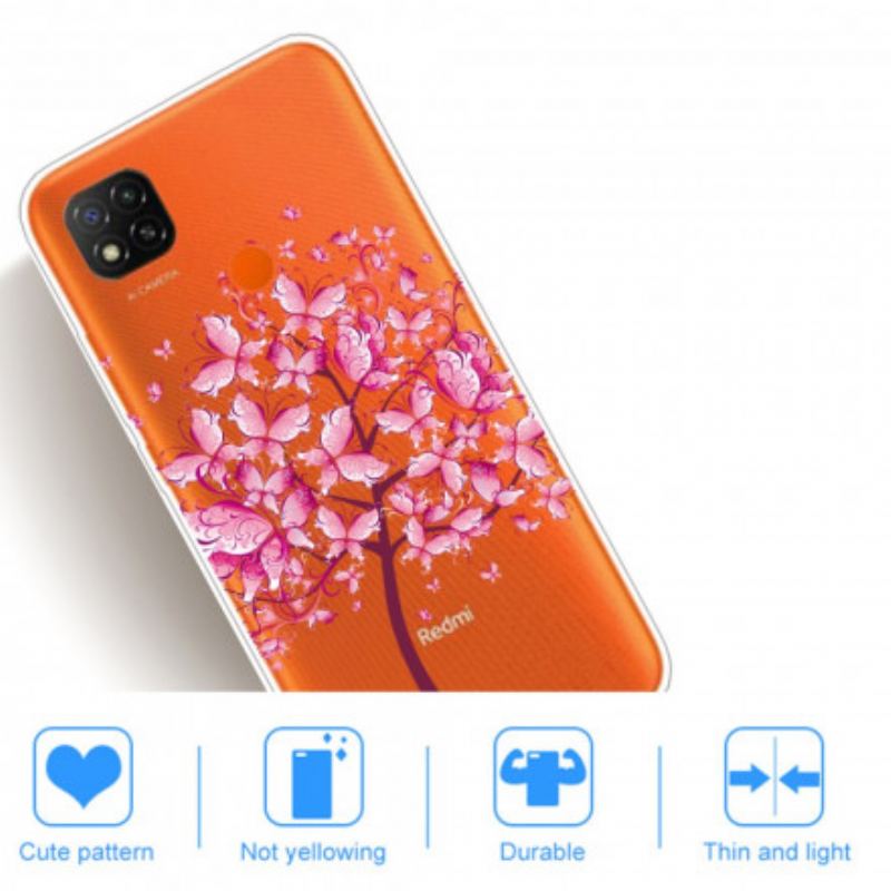 Capa Para Xiaomi Redmi 9C Árvore Cor-de-rosa