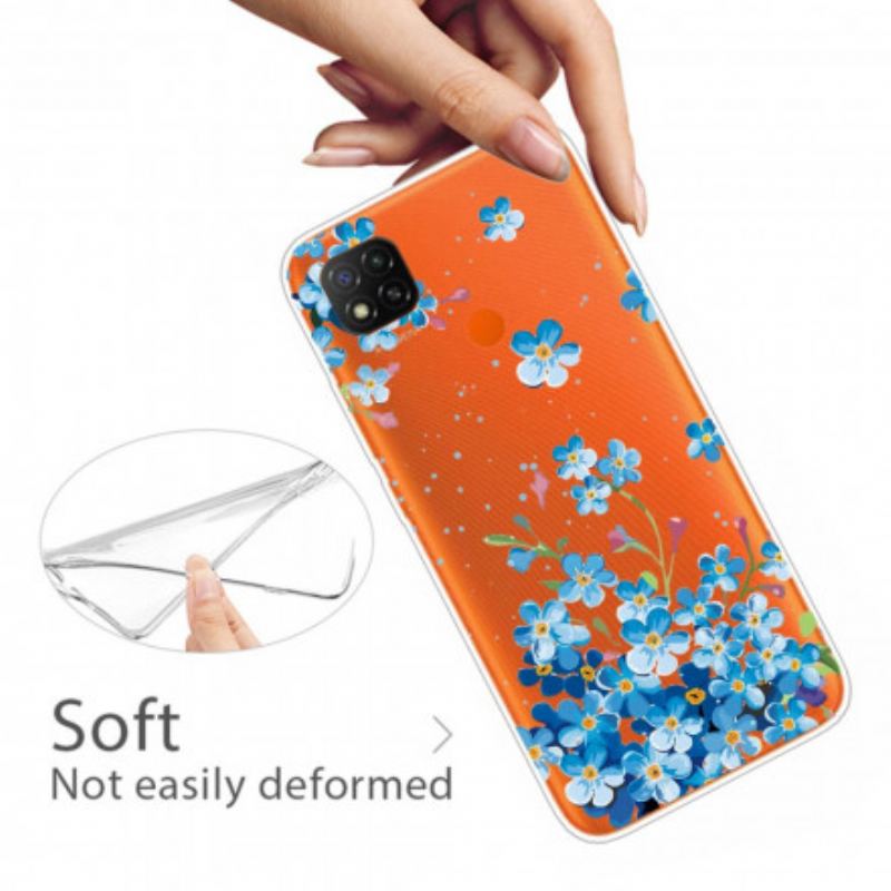 Capa Para Xiaomi Redmi 9C Buquê De Flores Azuis