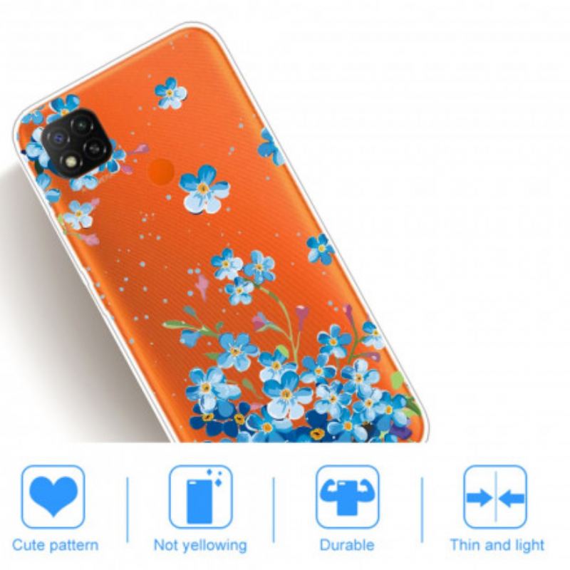 Capa Para Xiaomi Redmi 9C Buquê De Flores Azuis