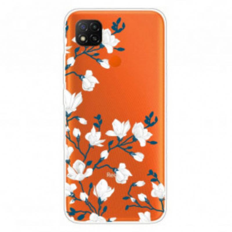 Capa Para Xiaomi Redmi 9C Flores Brancas