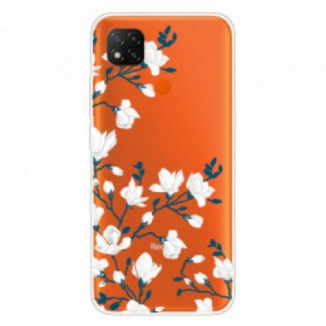 Capa Para Xiaomi Redmi 9C Flores Brancas