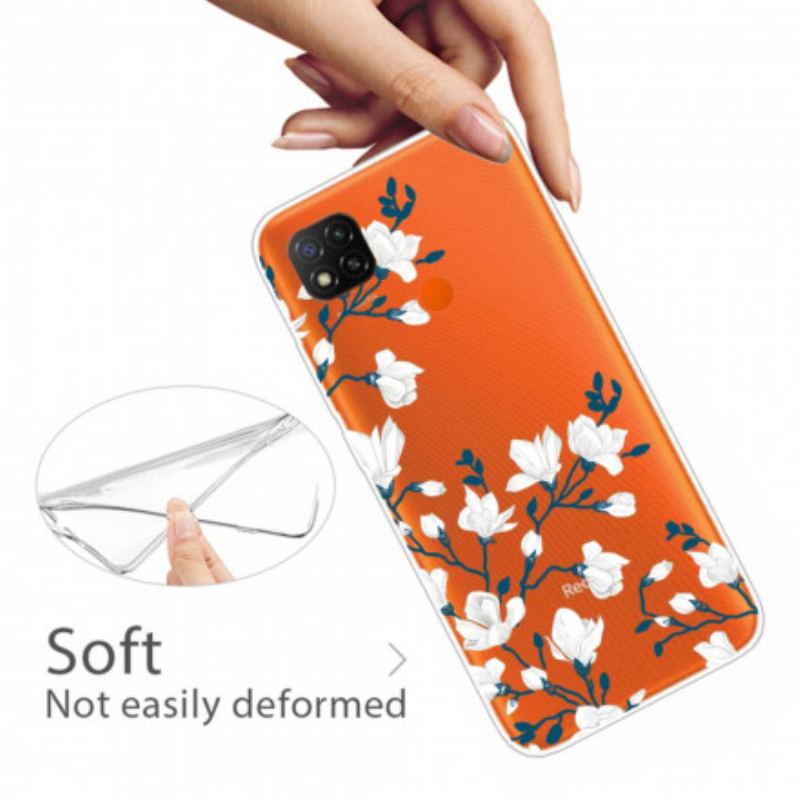 Capa Para Xiaomi Redmi 9C Flores Brancas