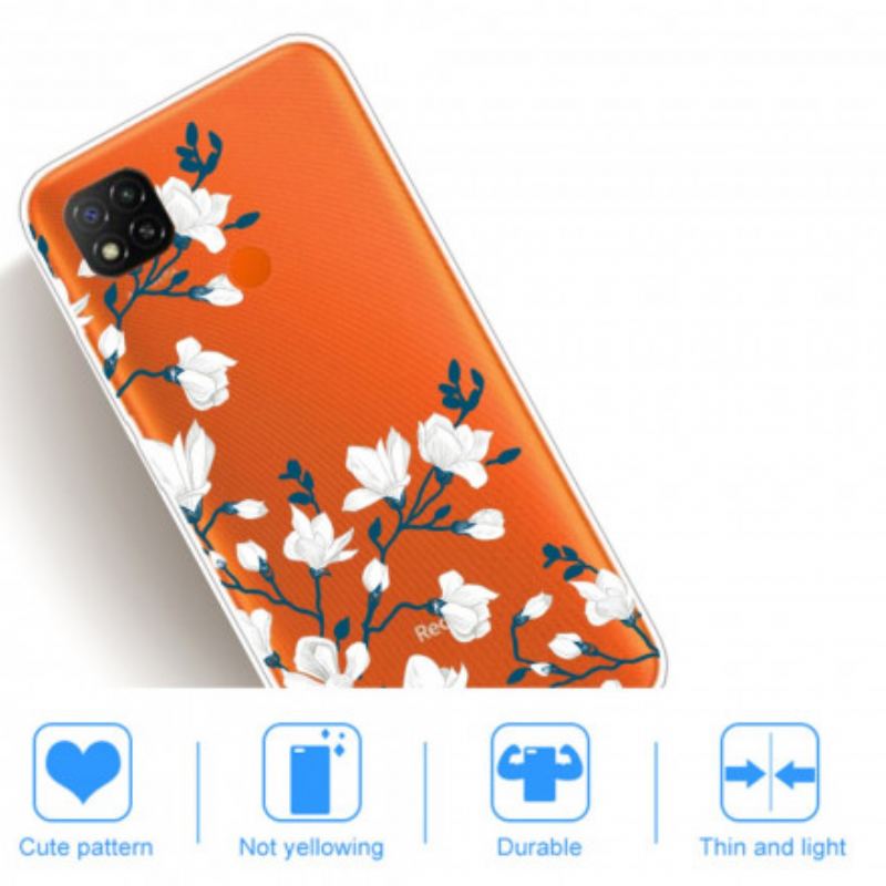 Capa Para Xiaomi Redmi 9C Flores Brancas