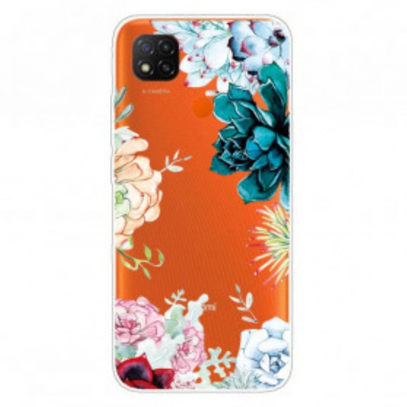 Capa Para Xiaomi Redmi 9C Flores Em Aquarela Sem Costura