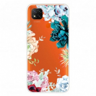 Capa Para Xiaomi Redmi 9C Flores Em Aquarela Sem Costura