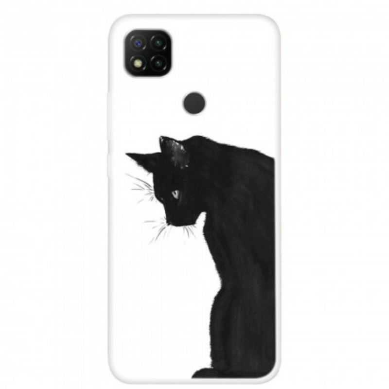 Capa Para Xiaomi Redmi 9C Gato Preto Pensativo