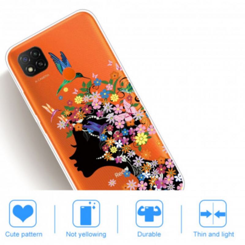 Capa Para Xiaomi Redmi 9C Linda Cabeça De Flor