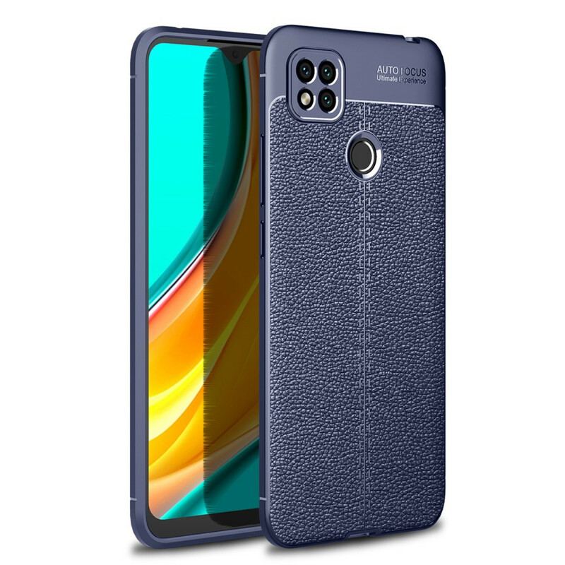 Capa Para Xiaomi Redmi 9C Linha Dupla Efeito Couro Litchi