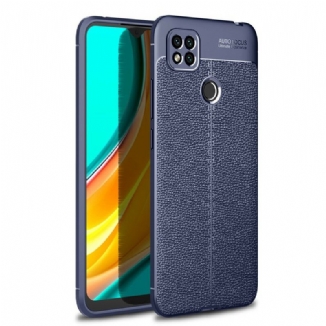 Capa Para Xiaomi Redmi 9C Linha Dupla Efeito Couro Litchi