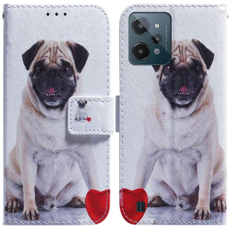 Capa De Couro Para Realme C31 Pug