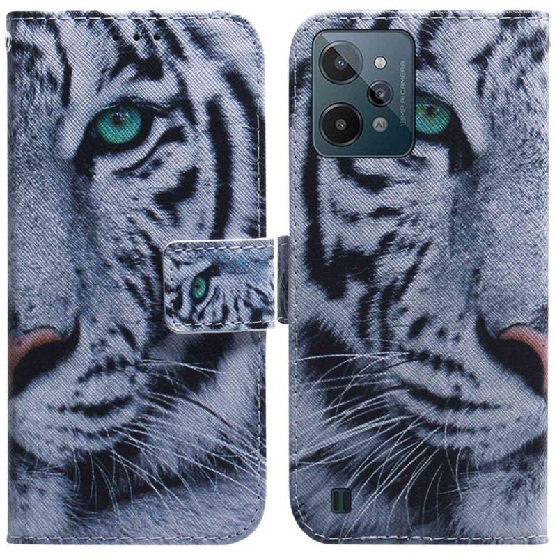 Capa Flip Para Realme C31 Cabeça De Tigre