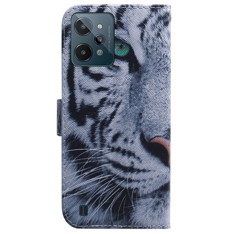 Capa Flip Para Realme C31 Cabeça De Tigre