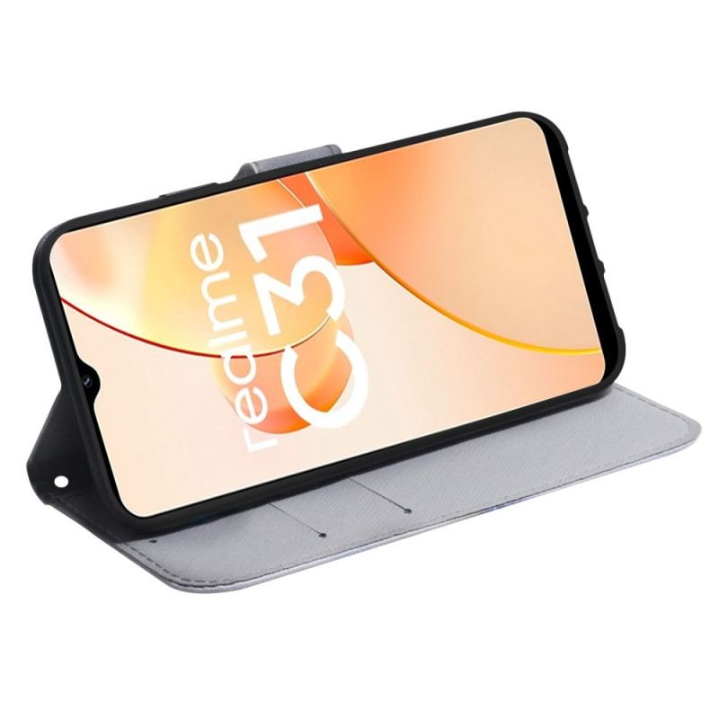 Capa Flip Para Realme C31 Cabeça De Tigre