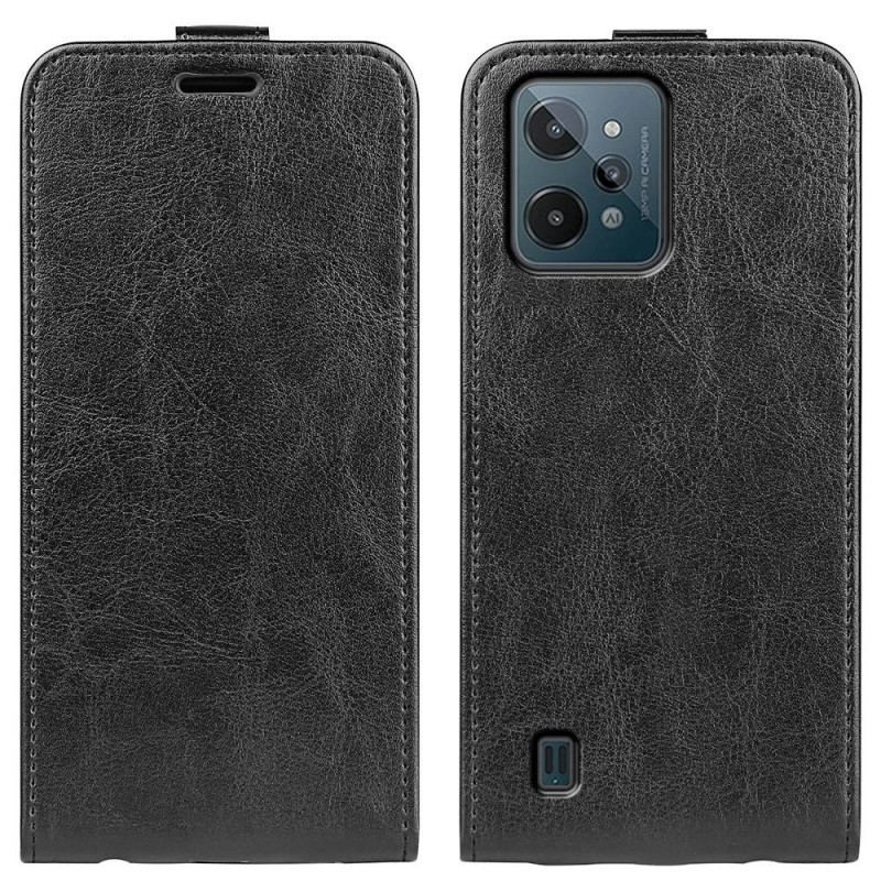 Capa Flip Para Realme C31 De Couro Aba Vertical Efeito Couro