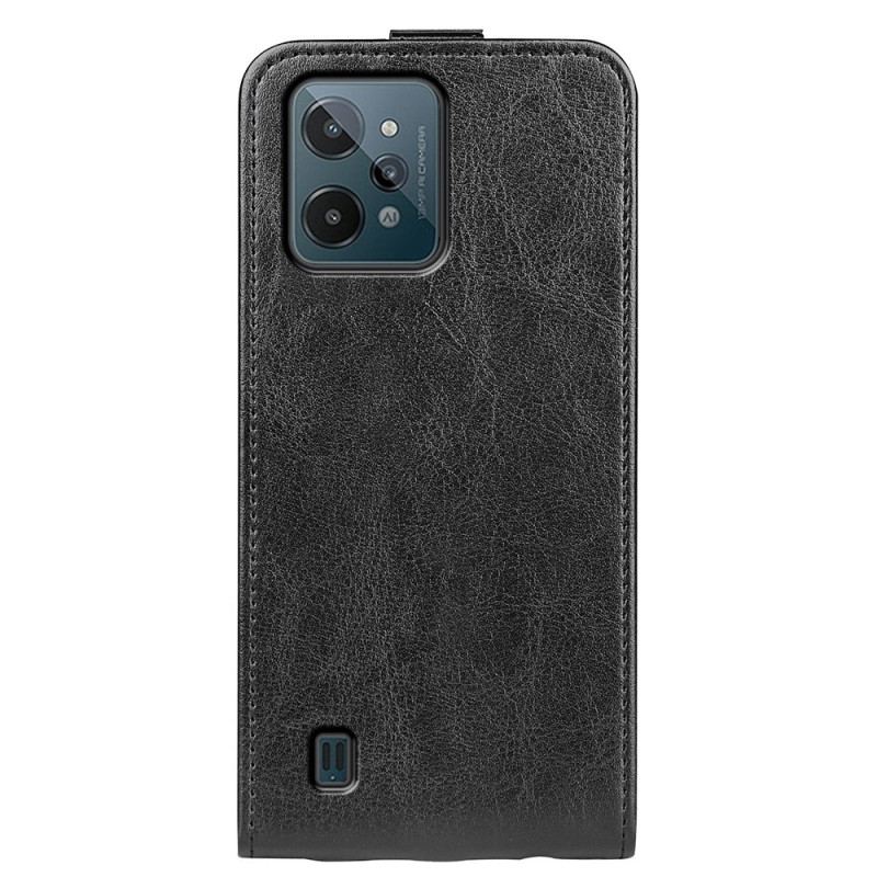 Capa Flip Para Realme C31 De Couro Aba Vertical Efeito Couro