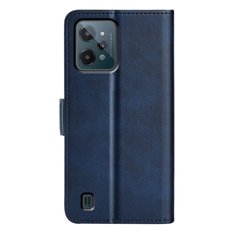 Capa Flip Para Realme C31 Couro Falso Clássico