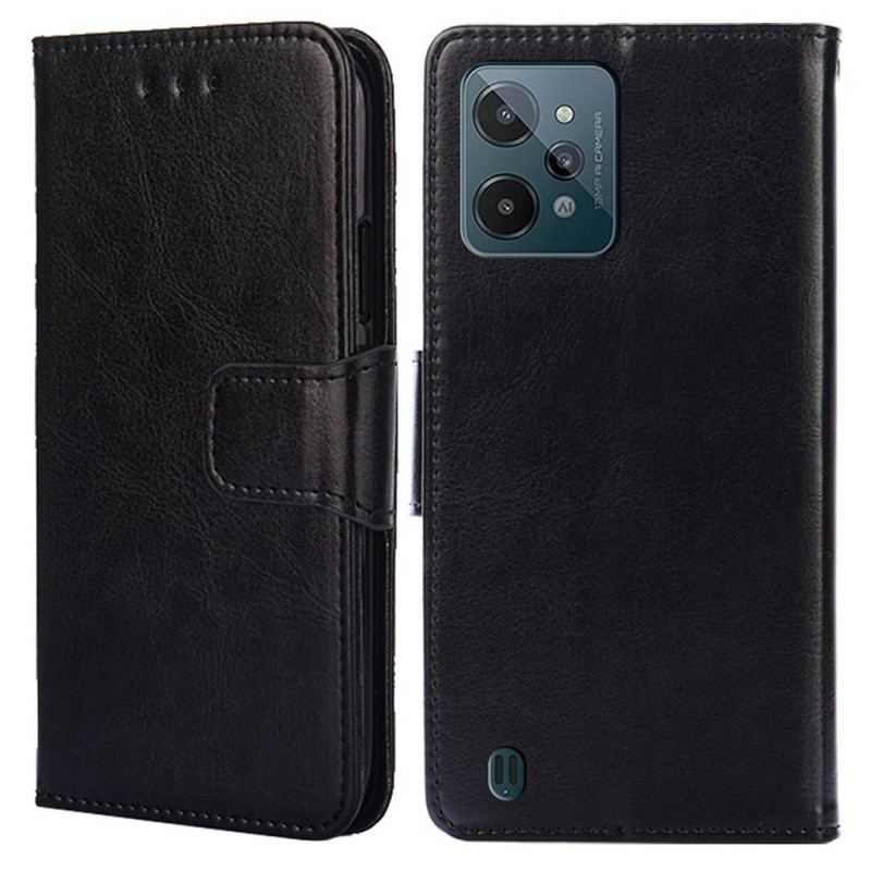 Capa Flip Para Realme C31 Couro Falso Vintage