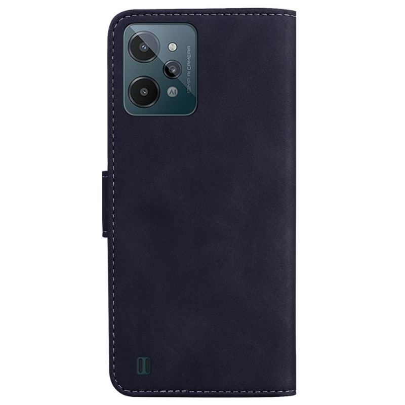 Capa Flip Para Realme C31 Em Couro Sintético Clássico