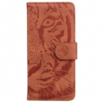 Capa Flip Para Realme C31 Estampa Cara De Tigre