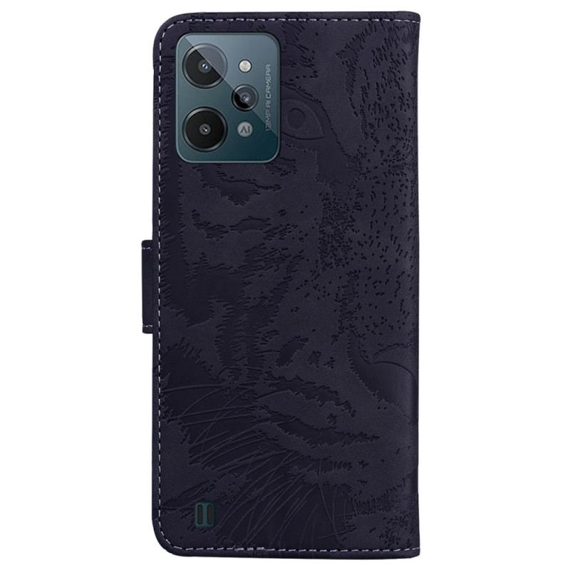 Capa Flip Para Realme C31 Estampa Cara De Tigre