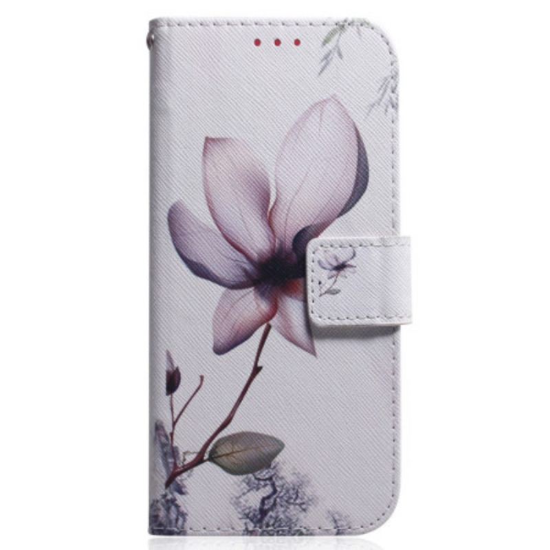 Capa Flip Para Realme C31 Flor Rosa