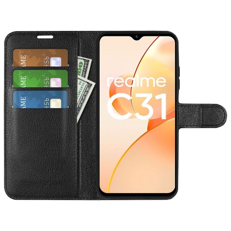 Capa Folio Para Realme C31 Couro Falso Chamativo