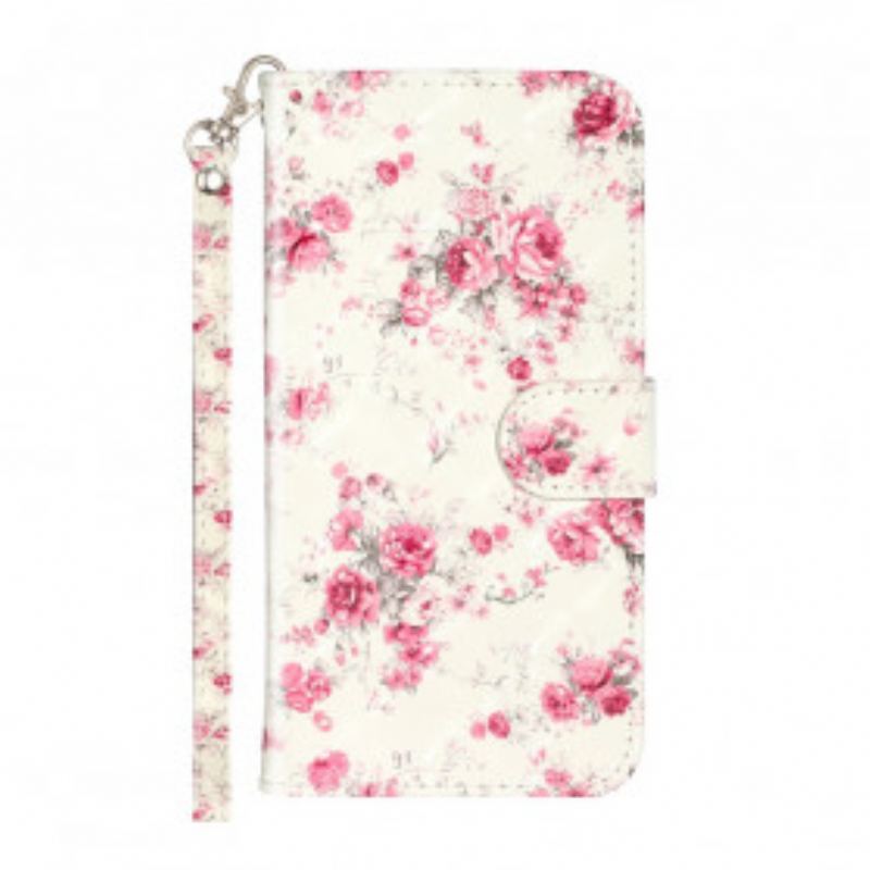 Capa De Couro Para iPhone 11 Pro Max De Cordão Strap Light Spot Flowers