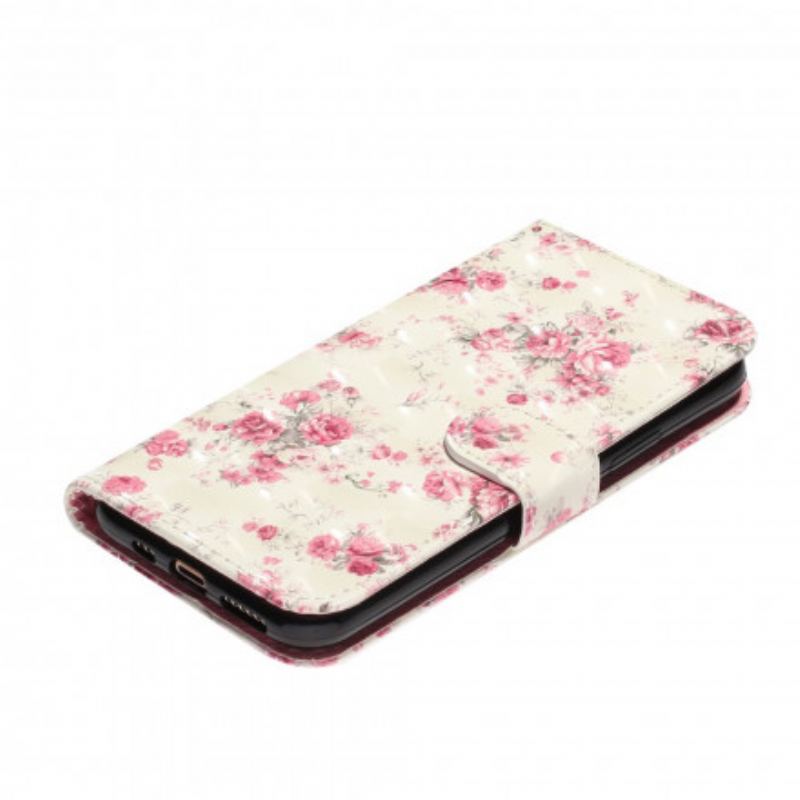 Capa De Couro Para iPhone 11 Pro Max De Cordão Strap Light Spot Flowers