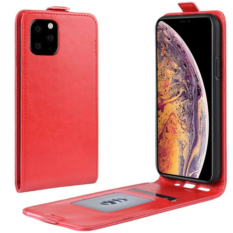 Capa De Couro Para iPhone 11 Pro Max Flip Efeito Couro Dobrável